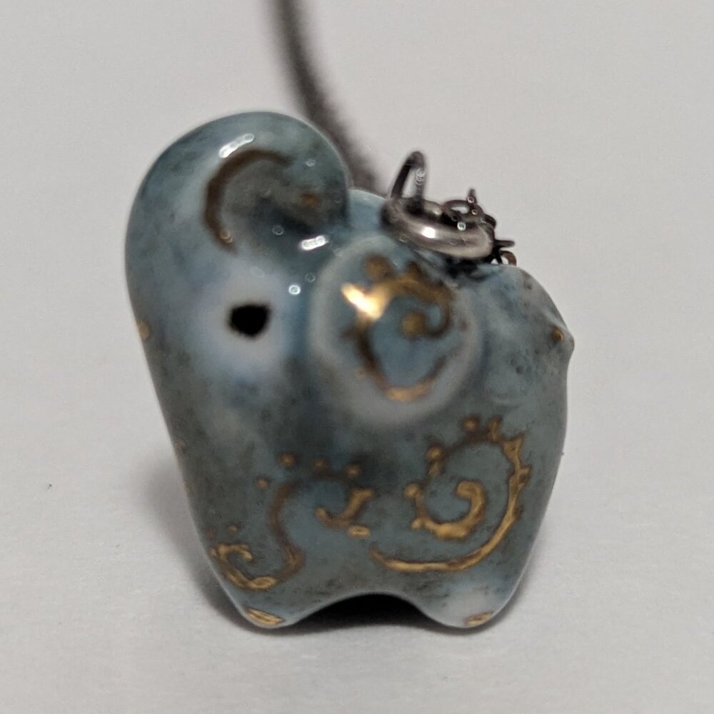 Minimalistic Silver Tone long Necklace with a handcrafted small elephant Charm!